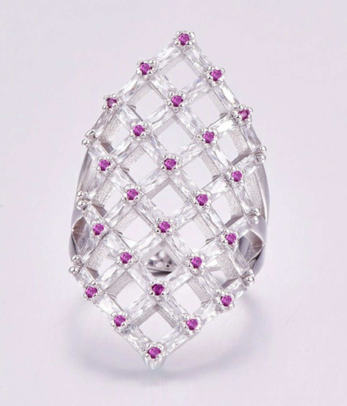 Ruby & Amethyst 100% Solid 925 Sterling Silver Ring