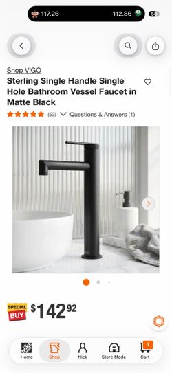 Sterling Single Handle Single Hole Bathroom Vessel Faucet in Matte Black