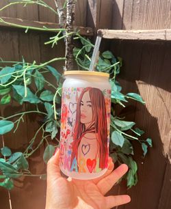 Karol G mañana sera bonito 16oz glass can with bamboo lid and straw, bichota, karol G gifts, iced co