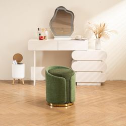 Green Vanity Swivel Stool / Ottoman / Bench w/ Gold Base [NEW] **Retails for $95