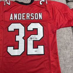 Jamal Anderson Signed Autograph Custom Jersey - Beckett Coa - Atlanta Falcons