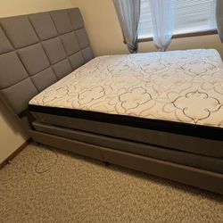 Queen Bed, Mattress, Box Spring And Bedframe $500 