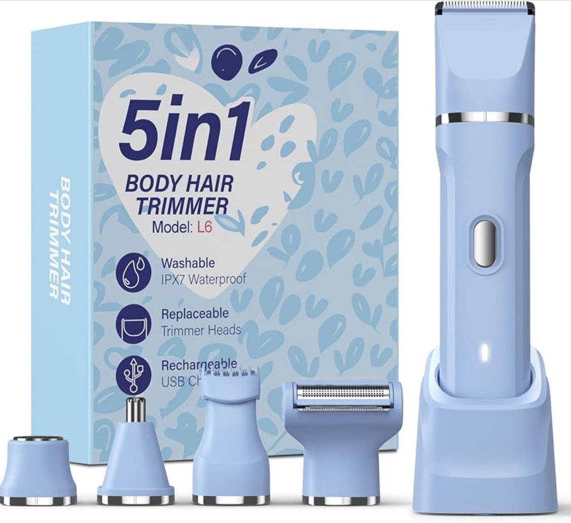 5-in-1 Bikini Trimmer for Women, IPX7 Waterproof Electric Razors Shaver