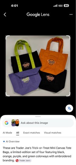 Trader Joe's Mini Canvas Tote Bags