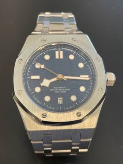 Watch mod 42mm case blue dial with rose tone