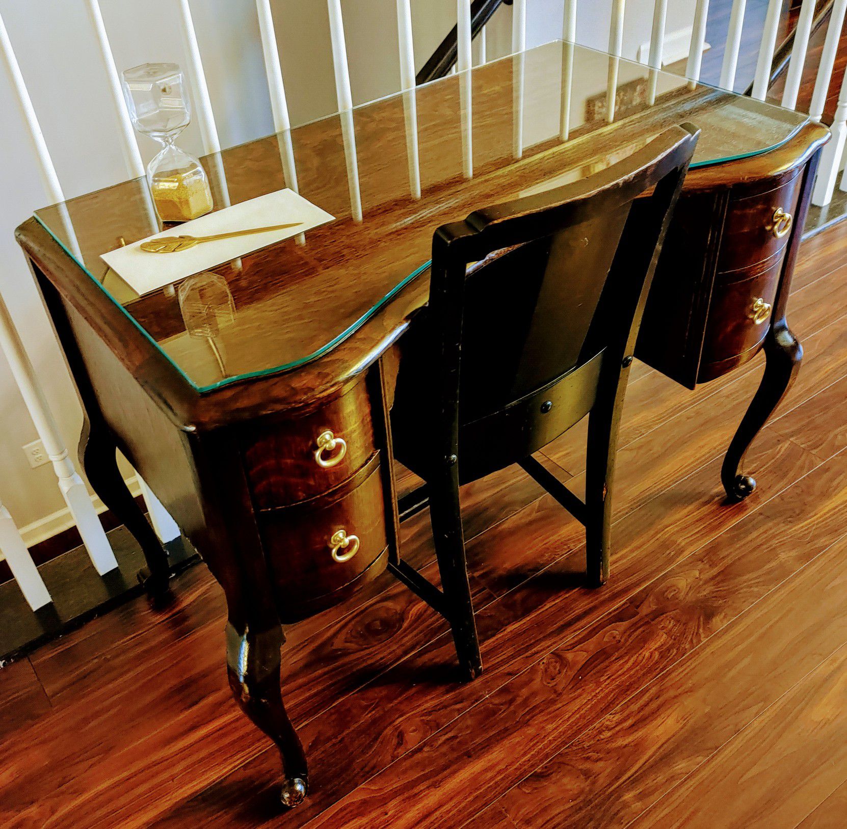 Antique Desk with Solid Brass Pulls.