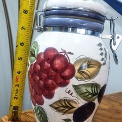 Oneida Vintage Fruit Hand Painted Canister 