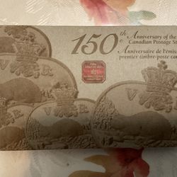 2001 Canada 150th Anniversary Of First Stamp; Coin/bar/ Stamp Set
