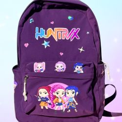 Huntrix  KPop Demon Hunters Girls Purple School Backpack NEW