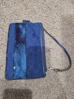 Coach Signature Sequin Wristlet Clutch