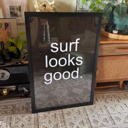 New Original Framed Art Print Surfing Surf Beach House Decor 24x36” 
