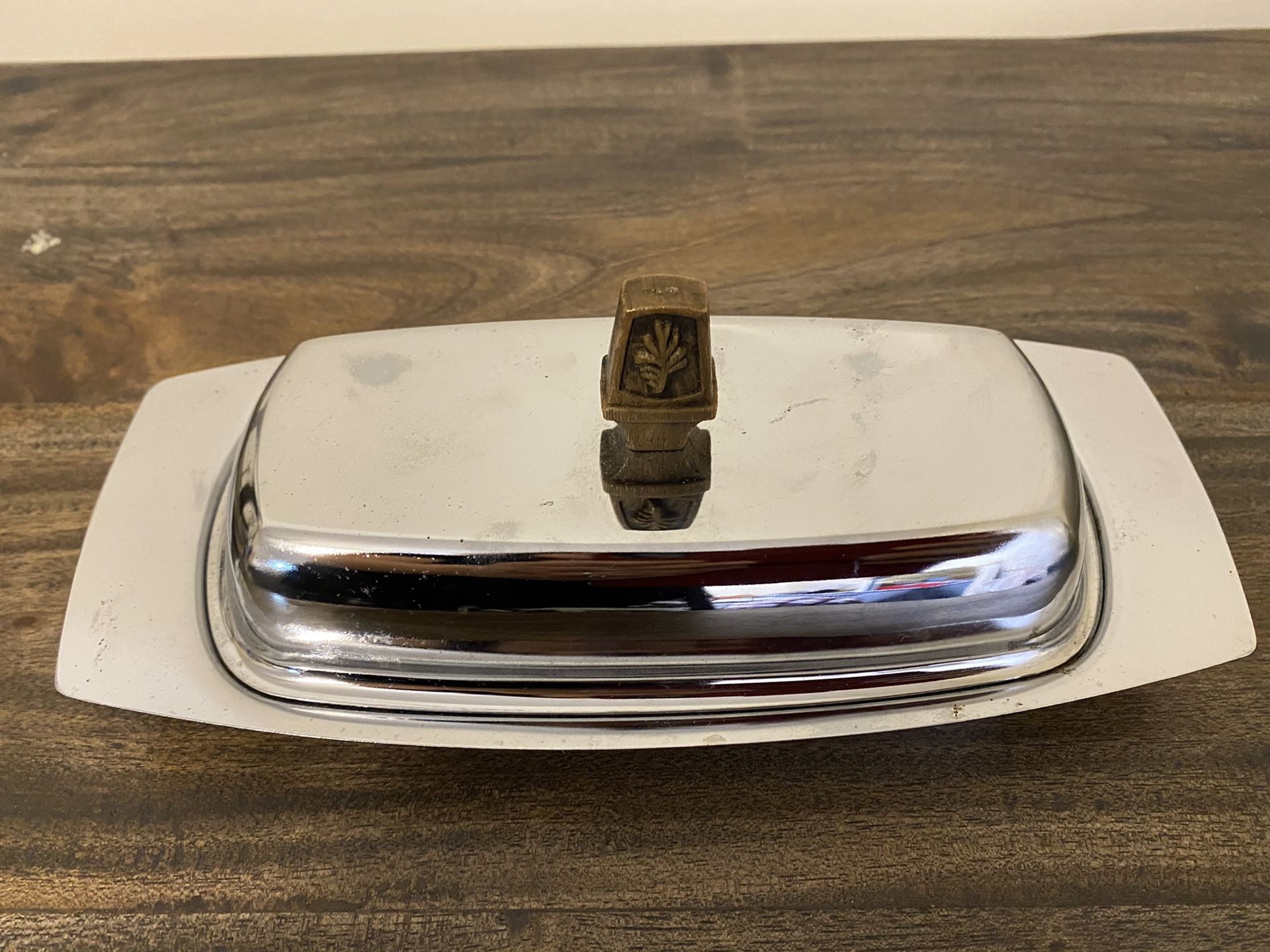 Vintage Kromex Chrome Butter Dish Finial Topped Cover