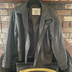 Vintage John Ashford Men's Brown Leather Flight Bomber Jacket Size L