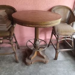 Pub Table Tall 2 Chairs Brown