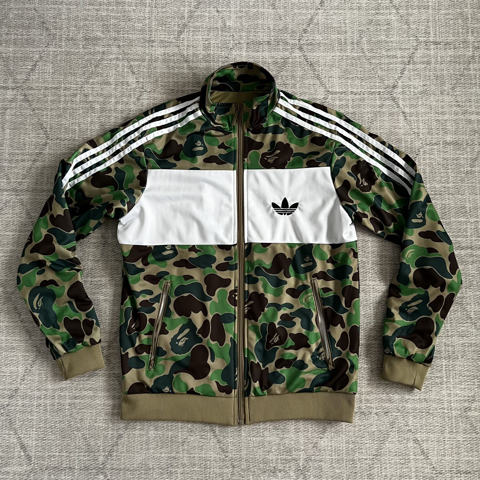 Adidas x A Bathing Ape BAPE Men’s Camo Green Zip Up Track Jacket LARGE