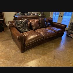 RH Restoration Hardware Luxe Leather Sofa Couch