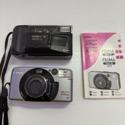 Yashica T3D and Canon Sure Shot 105 Zoom 35mm Film Cameras