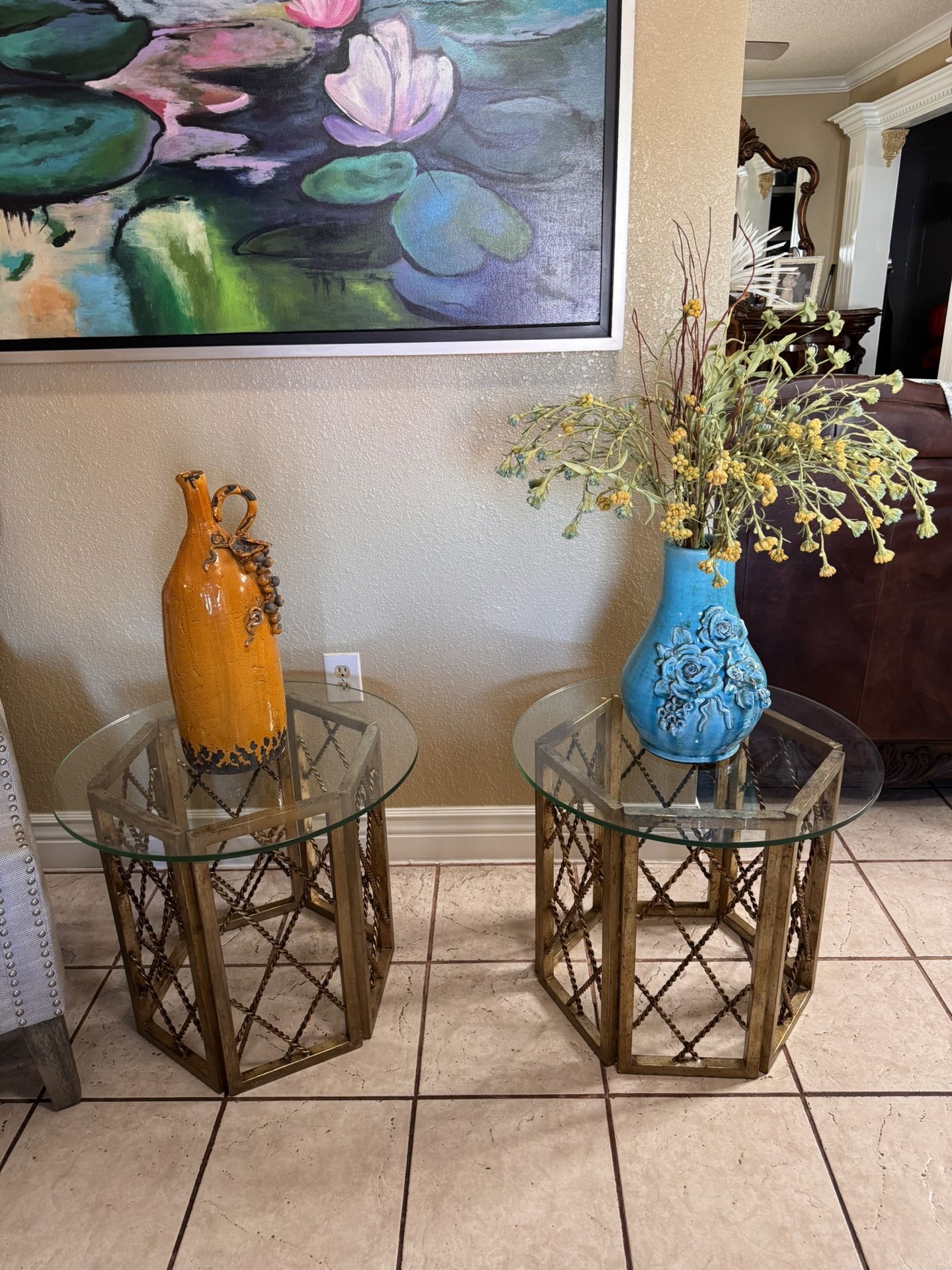 2 Side Tables With Glass Top