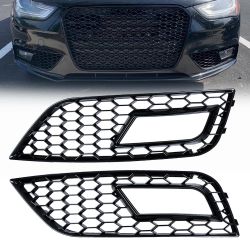 RS4 Style Black Honeycomb Fog Light Grilles for Audi A4 B8.5