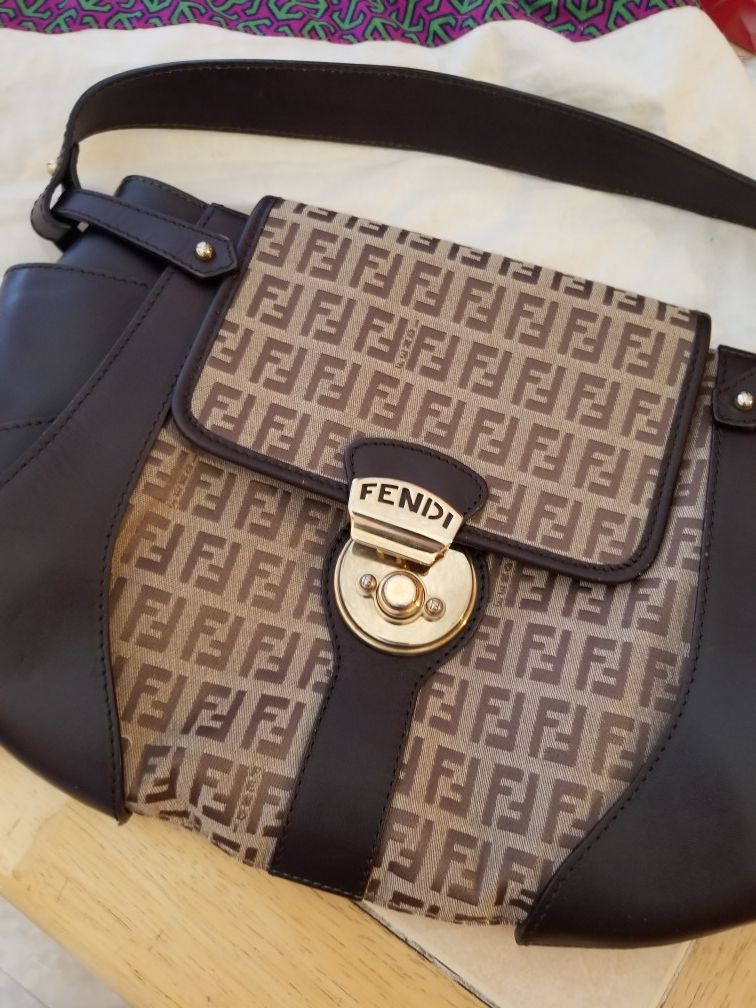 Fendi Zucca Authentic brown shoulder bag