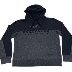 Hollister Men's Pullover Hoodie Dark Blue/Gray Size M