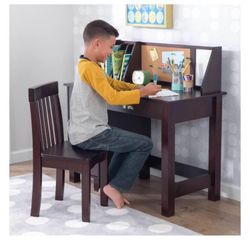 Wooden Children's Study Desk with Chair, Espresso, For Ages 5+