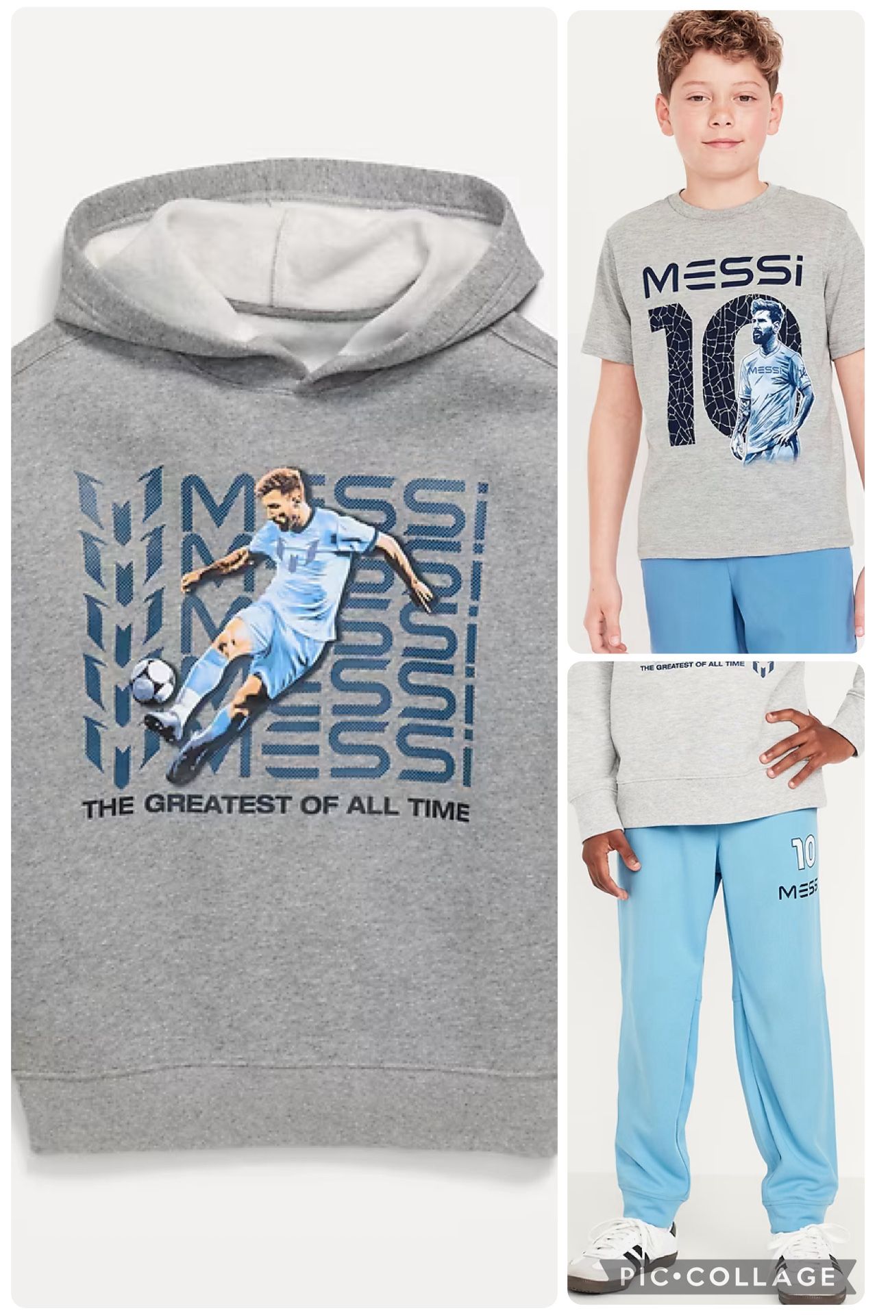 Messi Collection Hoodie, Tshirt, & Mesh Joggers Kids Size Medium 8 NEW