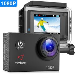 Action Camera 1080P Full HD 12MP 30m Waterproof Underwater Camera 170° Wide-angle Sports Cam with HDR Technology and 26 Mounting Accessories