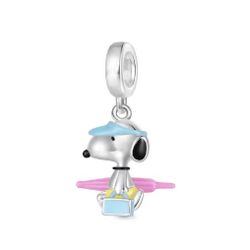 Sterling Silver S925 Peanuts Snoopy Woodstock Bracelet Charm