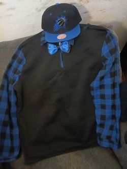 2Tone black & Midnight Pepsi blue shirt, Bowtie,Hat 2Match