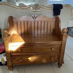 Heavy Wood Bench With Drawers