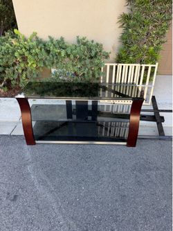 Glass and wood entertainment center TV stand