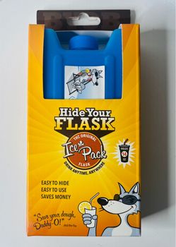 Hidden Flask / Hide Your Flask Ice Pack Pocket Flask 14 oz Leak Proof, Blue fun