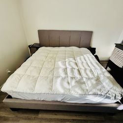 Grey King Bed included Frame, box spring & mattress   