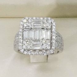 Diamond Wedding Anniversary Ring 2.51 Carats Large Invisible Set Halo Center 18K