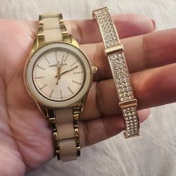 Anne Klein Watch And Bangle Rose Gold Color