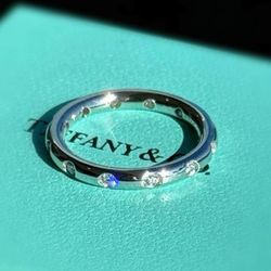 Tiffany & Co Elsa Peretti Platinum Stacking 0.36Ctw Diamond Band Ring 12 Diamonds Size 5.75