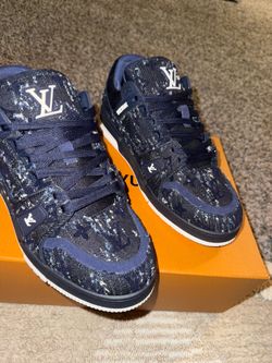 LV blue distressed denim sneakers men’s US size 8