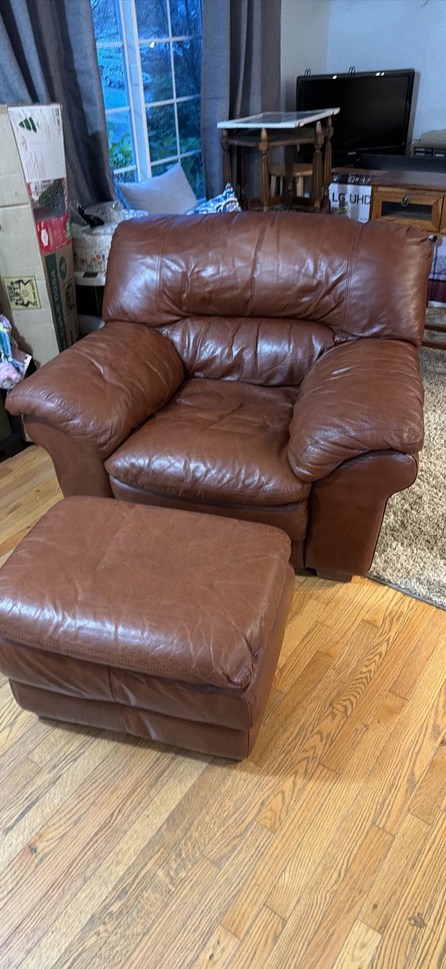 Leather Chair And Ottoman 