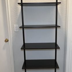 NEW - Ladder Bookshelf / Shelf Unit / Storage Shelves - 5-Tier - Black metal frame with espresso shelves 