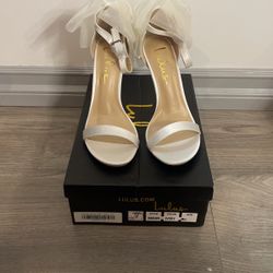 White Bow Bride Heels