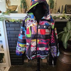 New Nickelodeon Rugrats Red and Stimpy windbreaker Jacket Medium 