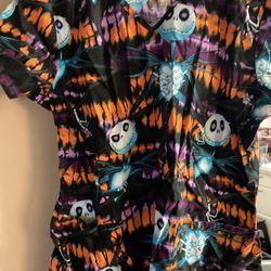 Jack Nightmare Before Christmas Scrub Top Medium Disney 