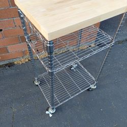 Small Wood Top Wire Shelf