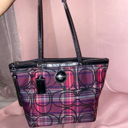 Vintage Plaid Coach Tote 