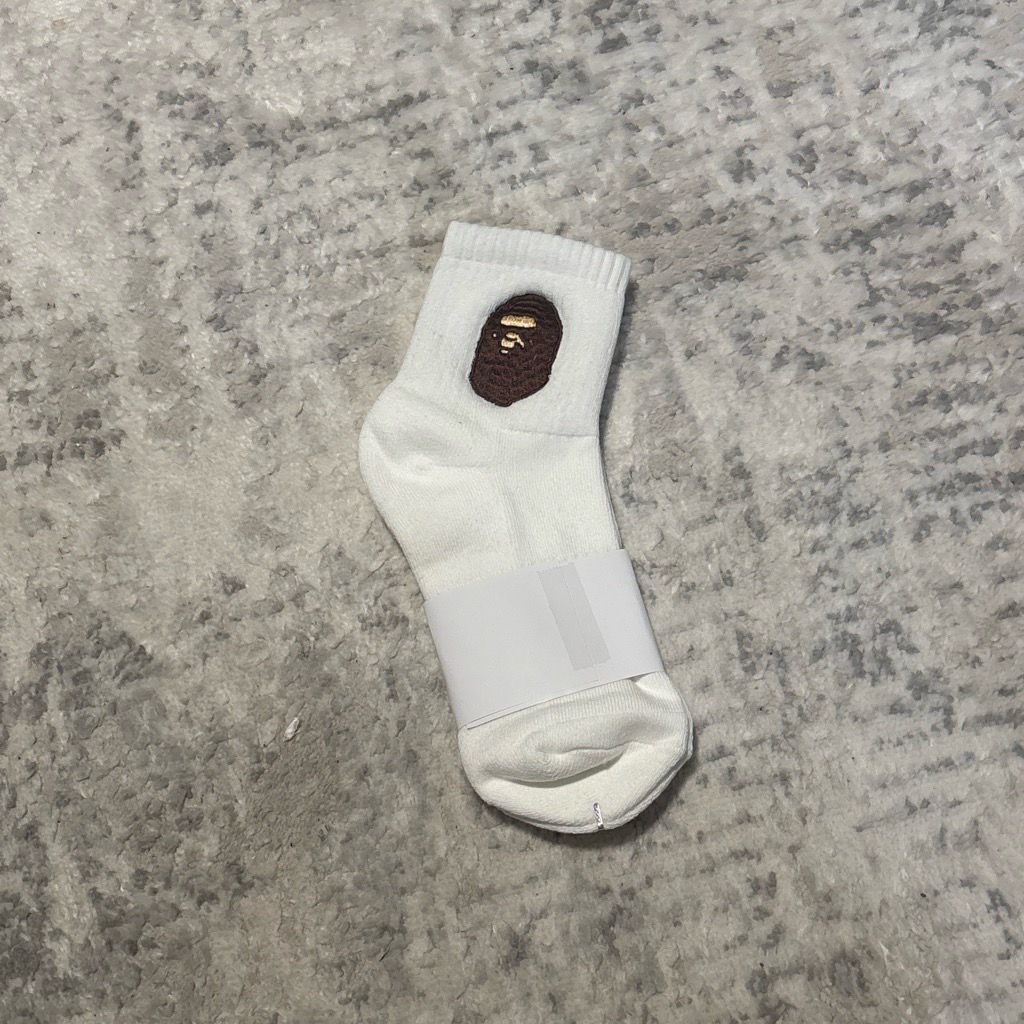 White and brown Bape socks