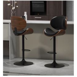 Juego de 2 taburetes de bar para encimera de cocina, sillas de altura de barra ajustables, taburetes de bar giratorios modernos con asiento y r