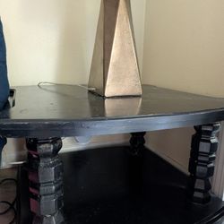 Wooden Side Table & Lamp