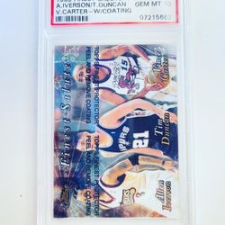 1999 Topps Finest Salute w/peel PSA 10 Tim Duncan Allen Iverson Vince Carter