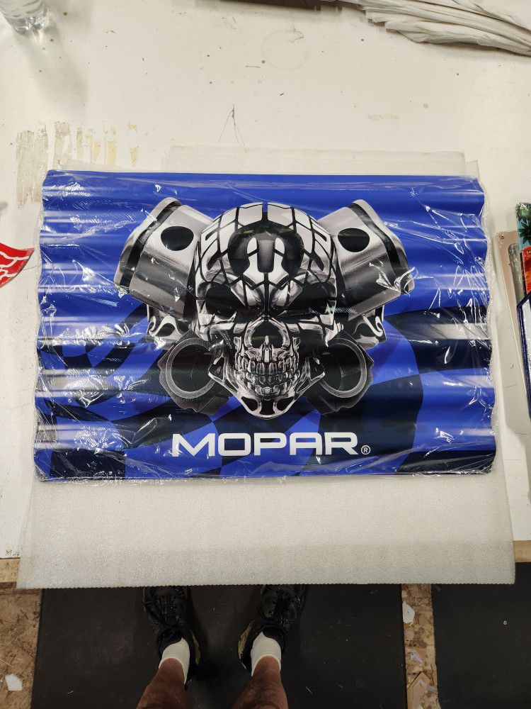 Piston Skull Mopar Dodge Corrugated Metal Sign 